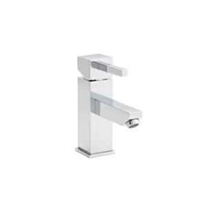 Kartell Pure chrome square mono basin mixer tap & waste with single lever handles, chrome finish, brass construction and deck mounted installation.