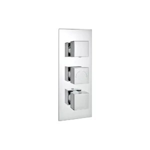 Kartell Pure triple 3 way concealed thermostatic shower valve with triple outlet shower valve, chrome finish, brass construction and three outlets.