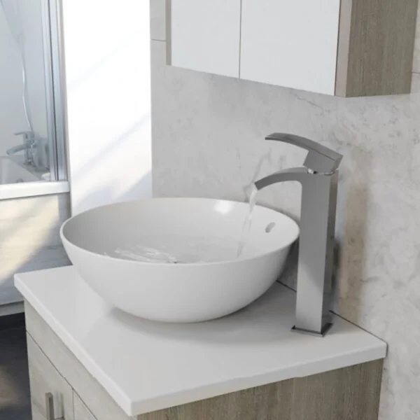 Alternate view of Kartell Purity 600 x 460mm ceramic vanity unit white worktop with white finish, ceramic construction, actual width 600mm and height 20mm.
