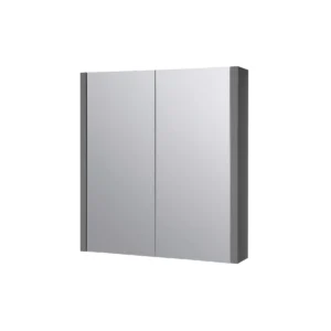 Kartell Purity 600mm storm grey gloss double door mirror cabinet with MDF and glass construction, storm grey gloss finish, rectangular shape and wall mounted installation.
