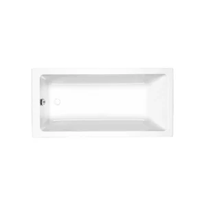 Top view of Kartell Spirit square single end 1500mm x 700mm bathtub, white finish, acrylic construction and rectangular shape.
