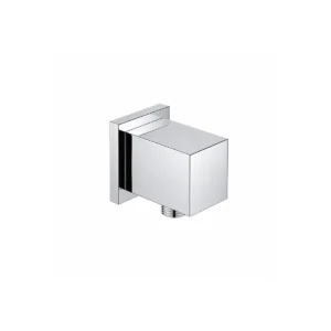 Kartell square chrome shower outlet elbow with gloss chrome finish, brass construction and wall mounted installation.