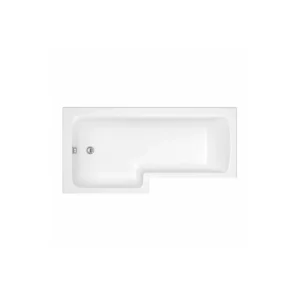 Scudo 1700mm x 700mm left handed gloss white l-shape shower bath with l-shaped shower bath, gloss white finish, acrylic construction and floor mounted installation.