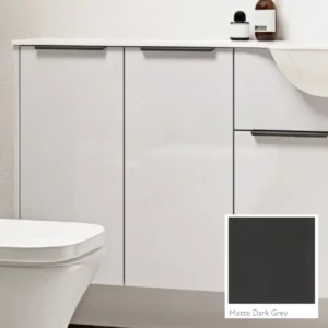 Scudo 300mm dark grey 1 door bathroom base unit carcass with fitted bathroom furniture, single door, matt dark grey carcass finish and 338mm finish.
