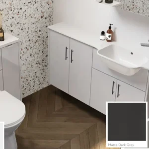 Scudo 300mm dark grey 1 door slimline bathroom base unit carcass with single door, matt dark grey carcass finish, 218mm finish and slimline.