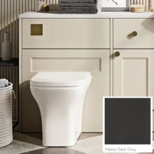Scudo 500mm matt dark grey slim WC unit carcass with fitted bathroom furniture, matt dark grey carcass finish and matt dark grey finish.