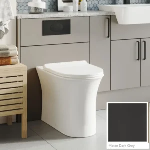 Scudo 600mm matt dark grey WC unit carcass with matt dark grey carcass finish, 338mm finish and rectangular shape.