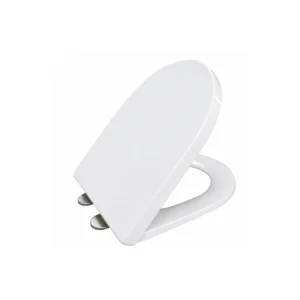 Scudo Belini gloss white soft-close ABS toilet seat with toilet-pan mounted installation, gloss white finish, ABS plastic construction and d-shaped shape.