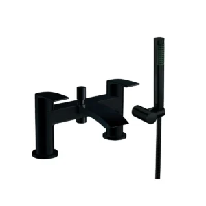 Scudo Belini matt black bath shower mixer tap kit with lever handle, matt black finish and manual mixer.