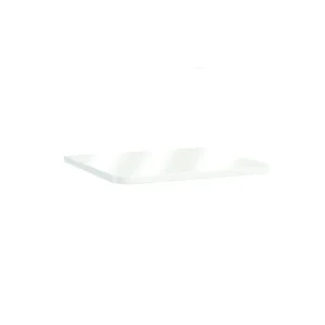 Scudo Bella 600mm white polymarble radius edges bathroom worktop with white finish, polymarble construction, rectangular with radius edges shape and furniture mounted installation.