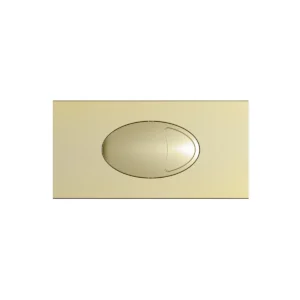 Scudo brushed brass oval buttons dual-flush cistern plate with brushed brass finish, ABS construction, furniture mounted installation and rectangular shape.