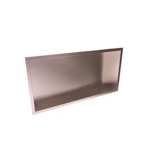 Scudo brushed bronze 600 x 300mm inset shower niche with brushed bronze finish, 304 stainless steel construction, inside wall installation and rectangular shape.