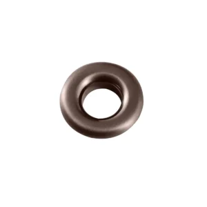 Detail view of Scudo brushed bronze round basin sink overflow insert with brushed bronze finish, stainless steel construction, depth 10mm and insert depth Approximately 7mm.