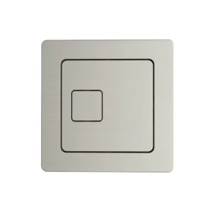 Scudo brushed nickel square dual-flush toilet cistern button with dual flush flush, brushed nickel finish, ABS construction and furniture mounted installation.