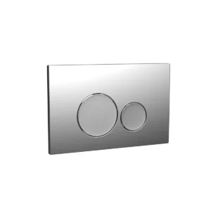 Scudo chrome circle buttons dual flush plate with WC-frame mounted installation, chrome finish, ABS construction and rectangular shape.