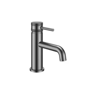 Scudo Core gunmetal round mono basin mixer tap with lever handle, gunmetal finish, brass construction and deck mounted installation.
