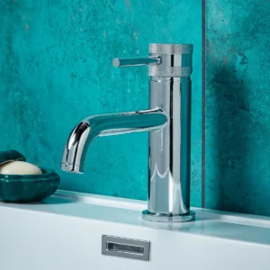 Scudo Core polished chrome round mono basin mixer tap with lever handle, polished chrome finish and tap-hole diameter 35mm.