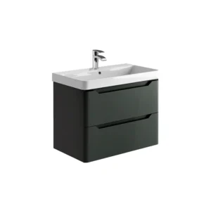 Scudo Ella 800mm anthracite j-pull wall-hung vanity unit with two recessed handles, anthracite finish, MFC & painted MDF construction and wall mounted installation.