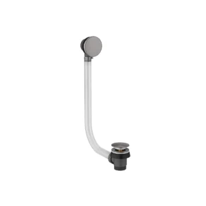 Scudo gunmetal pop-up bath waste with bath waste and overflow, bath fixed installation, clicker waste, overflow cover and flexible overflow hose and gunmetal finish.