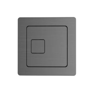 Scudo gunmetal square dual-flush toilet cistern button with dual flush flush, gunmetal finish, ABS construction and furniture mounted installation.