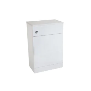 Scudo Lanza 500mm polar white WC toilet unit with polar gloss white finish, vinyl-wrapped MDF construction, rectangular shape and floor mounted installation.
