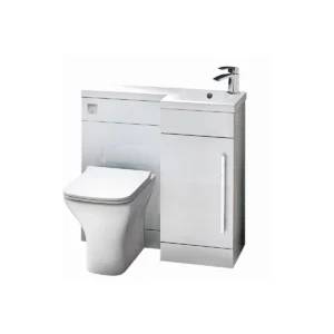 Scudo Lili l-shape 900mm white RH WC vanity unit set with white finish, wood construction and l-shaped WC and vanity unit set.