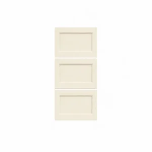 Front view of Scudo Maison 300mm painted oak Mussel 3 drawer fronts with drawer front set and painted oak mussel finish.