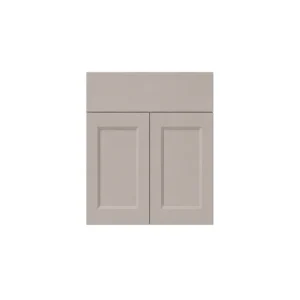 Front view of Scudo Maison 600mm super matt stone grey basin unit doors set with fitted bathroom furniture, door and fascia set and super matt stone grey finish.