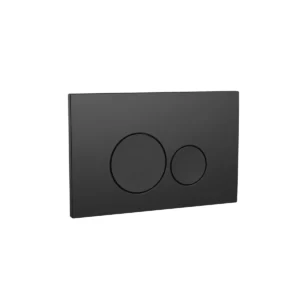 Scudo matt black circle buttons dual flush plate with WC-frame mounted installation, matt black finish, ABS construction and rectangular shape.