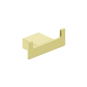 Scudo Roma brushed brass wall-mounted double robe hook with brushed brass finish, brass construction, width 90mm and height 35mm.