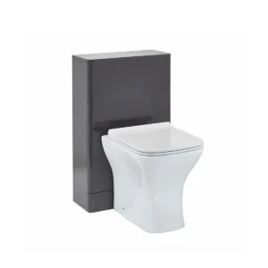 Scudo Rossini 500mm wolf grey back-to-wall WC unit with wolf grey finish, MDF construction, rectangular shape and floor mounted installation.