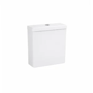 Scudo Spa white cistern with white finish, ceramic construction, rectangular shape and WC cistern and fittings.