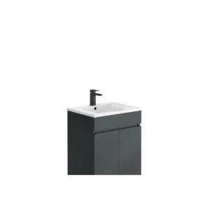 Scudo thin 600mm white 1 tap hole square vanity unit basin, white finish, ceramic construction and furniture mounted installation.