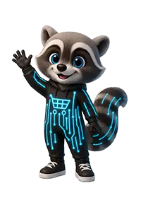 Tails the Bathroom Retail Raccoon mascot
