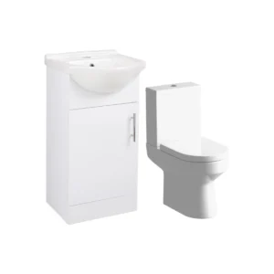 Aquarius View 450mm White Vanity Unit, Basin, Close Coupled Toilet Set