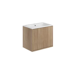 Scudo Alfie 600mm Sonoma Oak Fluted Wall-Hung Vanity Unit