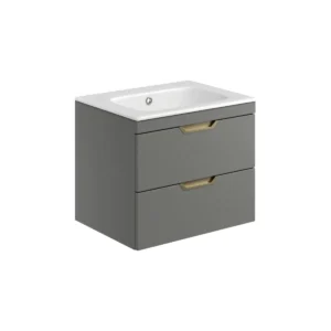 Scudo Aubrey 600mm Dust Grey Wall-Hung 2 Drawer Vanity Unit