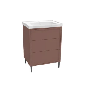 Scudo Bota 600mm Brick Red 3 Drawer Freestanding Vanity Unit