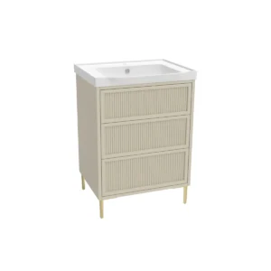 Scudo Bota 600mm Stone Fluted Push-To-Open Floor Vanity Unit