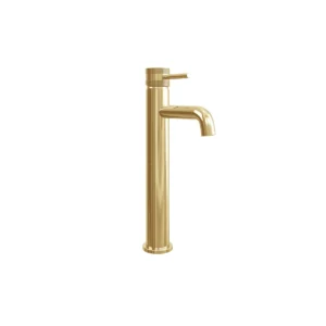 Scudo Core Brushed Brass Tall Round Mono Basin Mixer Tap