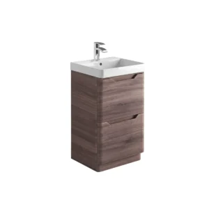 Scudo Ella 500mm Walnut Handleless Floorstanding Vanity Unit