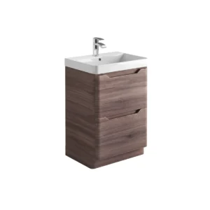 Scudo Ella 600mm Walnut Handleless Freestanding Vanity Unit