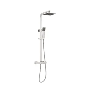 Scudo Elliot Brushed Nickel Square Thermostatic Rigid Riser Shower