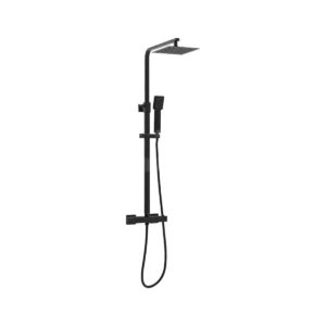 Scudo Elliot Matt Black Square Thermostatic Rigid Riser Shower