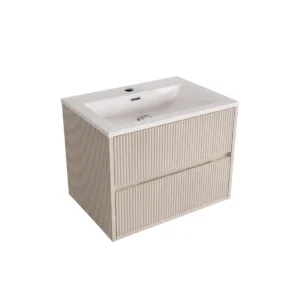 Scudo Linea 600mm Stone Square Reeded Wall Vanity Unit