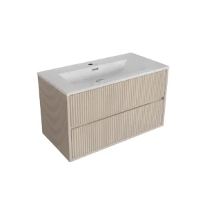 Scudo Linea 800mm Stone Square Reeded Wall Vanity Unit
